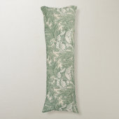 William Morris Saliegroene Tulp Patroon: Vintage Lichaamskussen (Voorkant Verticaal)