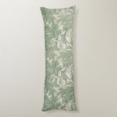 William Morris Saliegroene Tulp Patroon: Vintage Lichaamskussen (Achterkant (Verticaal))