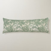 William Morris Saliegroene Tulp Patroon: Vintage Lichaamskussen (Voorkant)