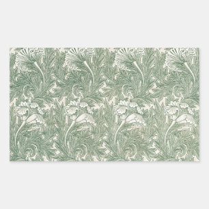 William Morris Saliegroene Tulp Patroon: Vintage Rechthoekige Sticker