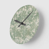 William Morris Saliegroene Tulp Patroon: Vintage Ronde Klok (Hoek)