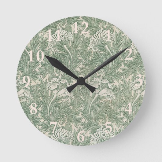 William Morris Saliegroene Tulp Patroon: Vintage Ronde Klok (Voorkant)