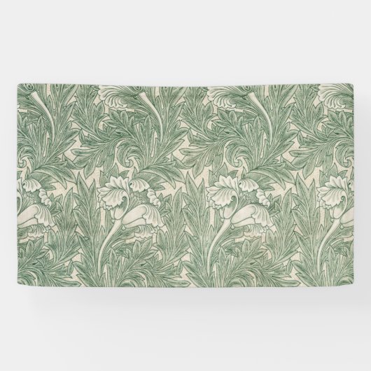 William Morris Saliegroene Tulp Patroon: Vintage Spandoek (Horizontaal)