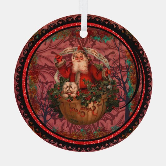 William * Morris Santa Claus Bourgondië Glas Ornament (Achterkant)