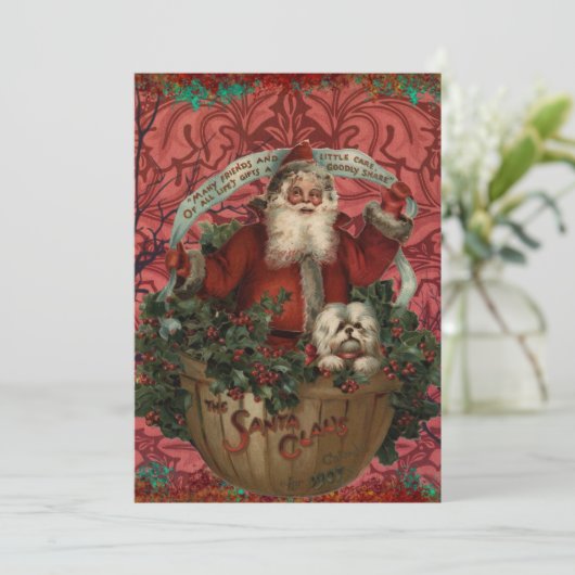 William * Morris Santa Claus Rich Red Feestdagenkaart (Staand voorkant)