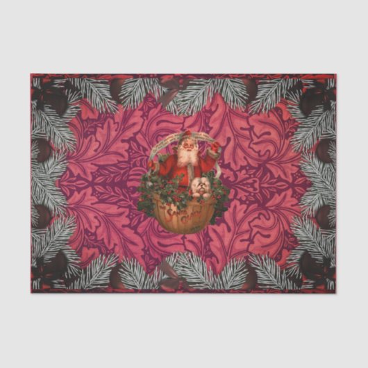 William * Morris Santa Spruce Rich Cherry Tissuepapier (Voorkant)