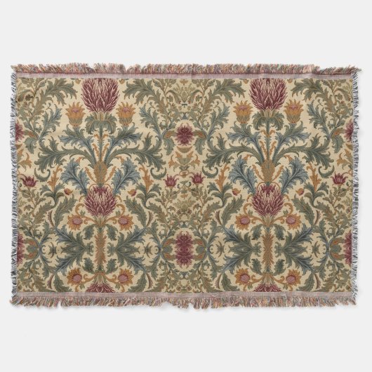 William Morris Schotse distel vintage bloem Deken (Voorkant)