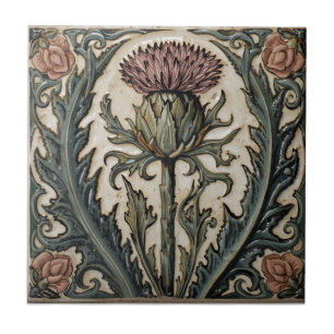 William Morris Schotse distel vintage bloemmotief Tegeltje