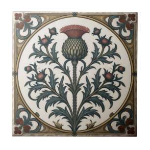 William Morris Schotse distel vintage bloemmotief Tegeltje