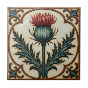 William Morris Schotse distel vintage bloemmotief Tegeltje