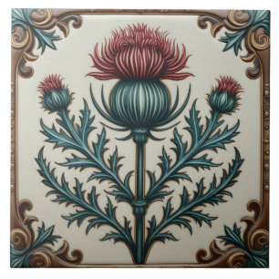 William Morris Schotse distel vintage bloemmotief Tegeltje