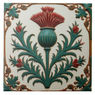 William Morris Schotse distel vintage bloemmotief Tegeltje