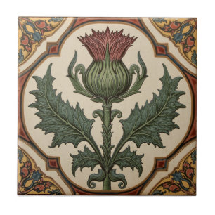 William Morris Schotse distel vintage bloemmotief Tegeltje