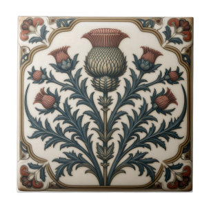 William Morris Schotse distel vintage bloemmotief Tegeltje