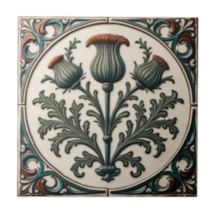 William Morris Schotse distel vintage bloemmotief Tegeltje