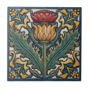 William Morris Schotse distel vintage bloemmotief Tegeltje