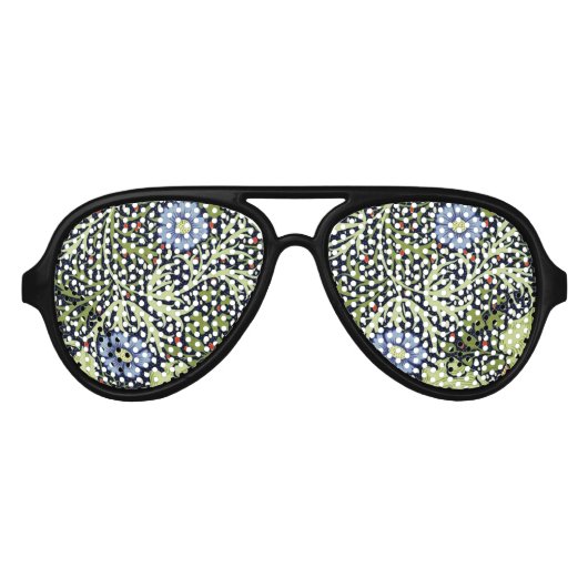 William Morris Seaweed Antiek Flower Aviator Zonnebril (Voorkant)