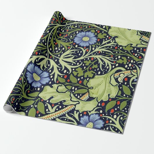 William Morris Seaweed Antiek Flower Cadeaupapier (Uitgerold)