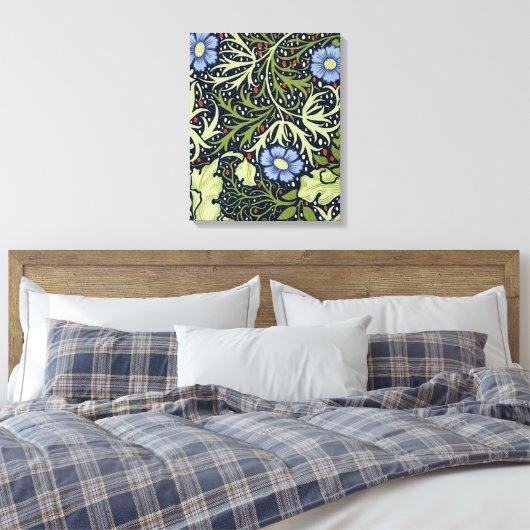 William Morris Seaweed Antiek Flower Canvas Afdruk (Insitu (Slaapkamer))