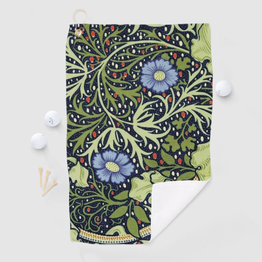 William Morris Seaweed Antiek Flower Golfhanddoek (Insitu)