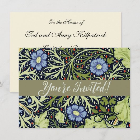 William Morris Seaweed Antiek Flower Kaart (Voorkant / Achterkant)