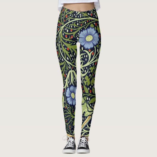 William Morris Seaweed Antiek Flower Leggings (Voorkant)