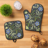 William Morris Seaweed Antiek Flower Ovenwant & Pannenlap Set (Top down)