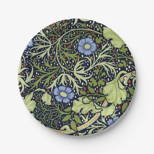 William Morris Seaweed Antiek Flower Papieren Bordje (Voorkant)
