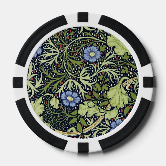William Morris Seaweed Antiek Flower Poker Chips (Voorkant)