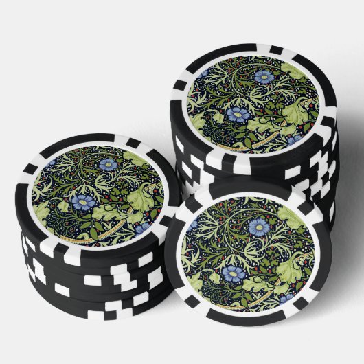 William Morris Seaweed Antiek Flower Poker Chips (Opstapeling)
