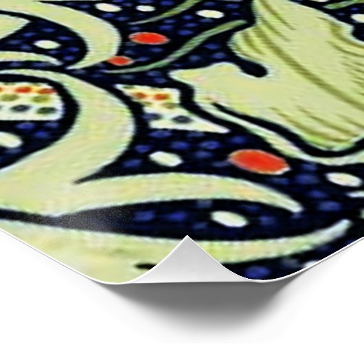 William Morris Seaweed Antiek Flower Poster (Hoek)