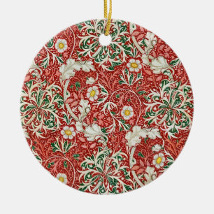 William Morris Seaweed Antiek Flower Red Green Keramisch Ornament