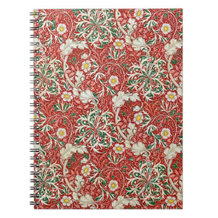 William Morris Seaweed Antiek Flower Red Green Notitieboek