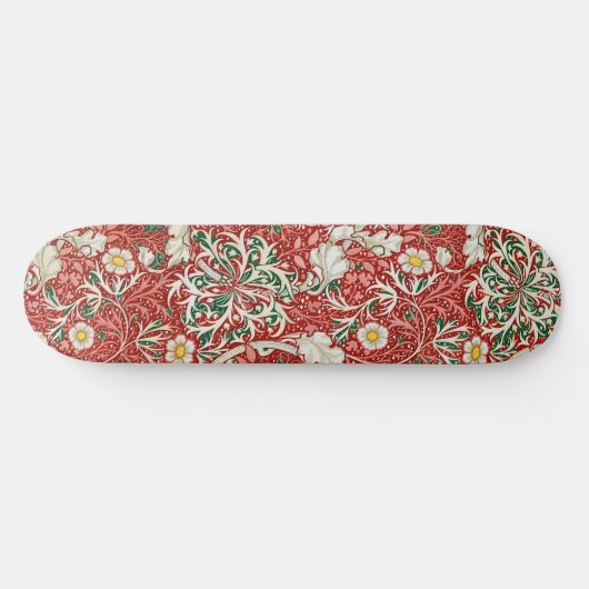 William Morris Seaweed Antiek Flower Red Green Persoonlijk Skateboard (Horizontaal)