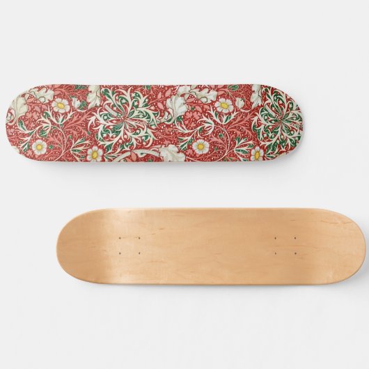 William Morris Seaweed Antiek Flower Red Green Persoonlijk Skateboard (Horizontaal)