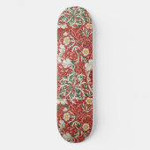 William Morris Seaweed Antiek Flower Red Green Persoonlijk Skateboard (Voorkant)