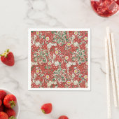 William Morris Seaweed Antiek Flower Red Green Servet (Insitu)