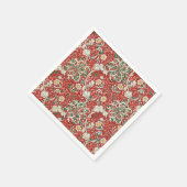 William Morris Seaweed Antiek Flower Red Green Servet (Hoek)