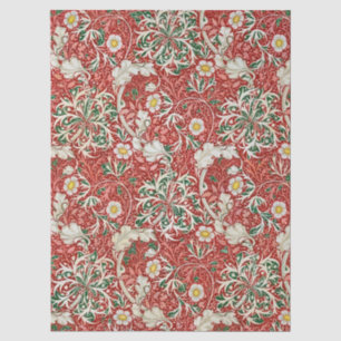 William Morris Seaweed Antiek Flower Red Green Tissuepapier
