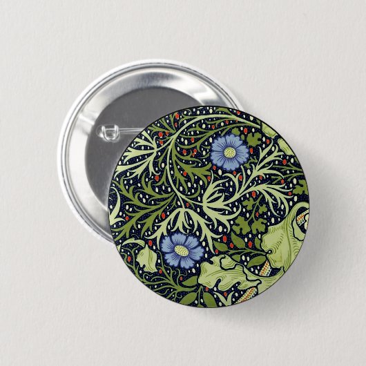 William Morris Seaweed Antiek Flower Ronde Button 5,7 Cm (Voorkant /achterkant)