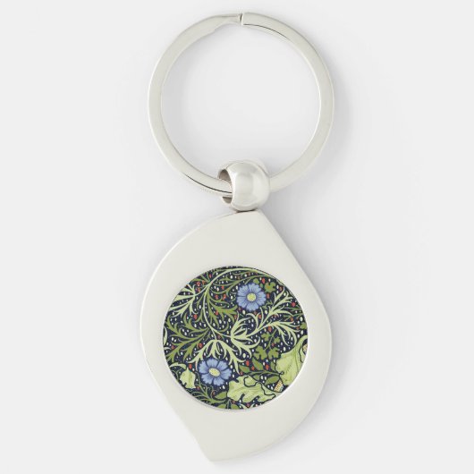 William Morris Seaweed Antiek Flower Sleutelhanger (Voorkant)