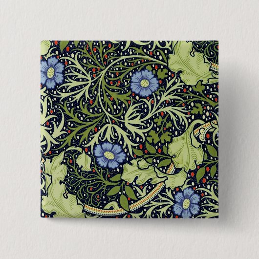 William Morris Seaweed Antiek Flower Vierkante Button 5,1 Cm (Voorkant)