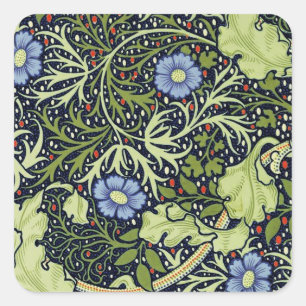 William Morris Seaweed Antiek Flower Vierkante Sticker
