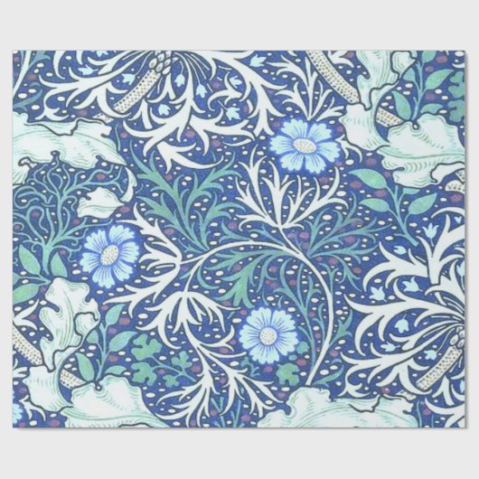 William Morris Seaweed Blue Pattern Cadeaupapier (Vlak)
