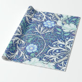 William Morris Seaweed Blue Pattern Cadeaupapier (Uitgerold)
