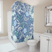 William Morris Seaweed Blue Pattern Douchegordijn (In situ)