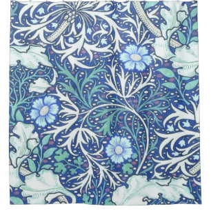 William Morris Seaweed Blue Pattern Douchegordijn