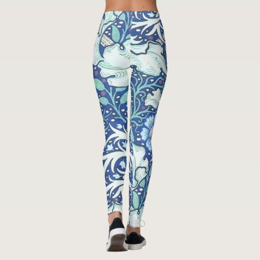 William Morris Seaweed Blue Pattern Leggings (Achterkant)