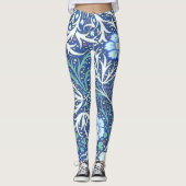 William Morris Seaweed Blue Pattern Leggings (Voorkant)