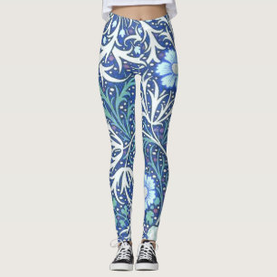 William Morris Seaweed Blue Pattern Leggings